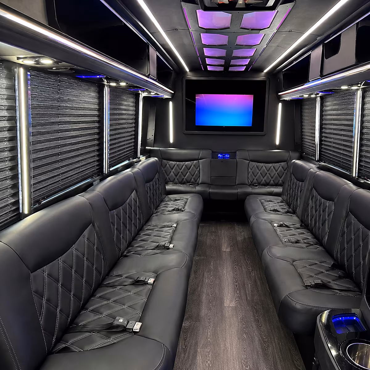 Denver Private Event Transportation party bus interior